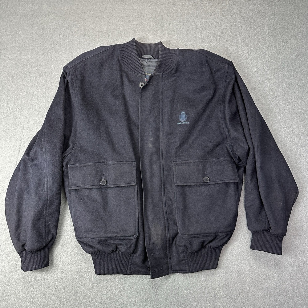 Paul And Shark Bomber jacket Size L Wool And Cashmere Made in Italy Navy Blue